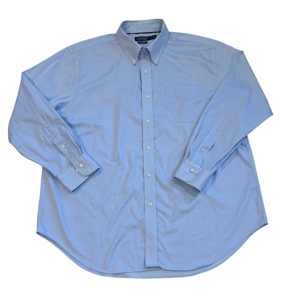 Lauren Ralph Lauren Dress Shirt Men 18 34/35 Blue Classic Long Sleeve Non Iron